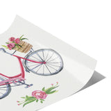 11" x 14" Bicycle with Flowers Poster Print Watercolor Look