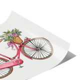 11" x 14" Bicycle with Flowers Poster Print #2 Watercolor Look