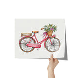 11" x 14" Bicycle with Flowers Poster Print #2 Watercolor Look