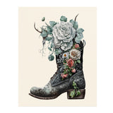 11" x 14" Victorian Gothic Black Boot with Blue Roses Poster Print