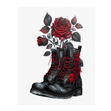 11" x 14" Victorian Gothic Black Boots with Red Roses Poster Print