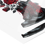 11" x 14" Victorian Gothic Black Boots with Red Roses Poster Print