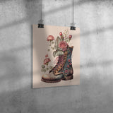11" x 14" Victorian Gothic Boot with Roses Poster Print