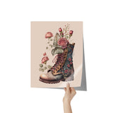 11" x 14" Victorian Gothic Boot with Roses Poster Print