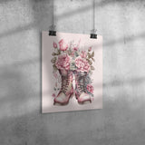 11" x 14" Victorian Gothic Pink Boots with Roses Poster Print