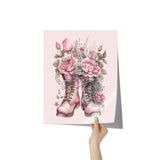 11" x 14" Victorian Gothic Pink Boots with Roses Poster Print