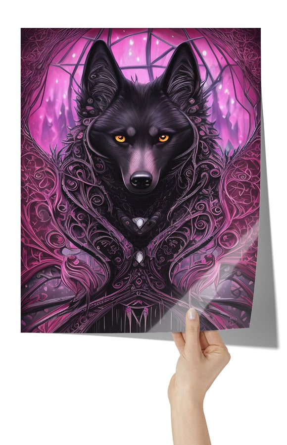 11x14 Purple GOTHIC WOLF Poster Print, Matte or Glossy