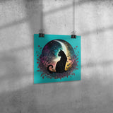 12 x 12 elestial Black Cat Print, Glossy or Matte Finish
