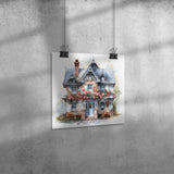 12" x 12" Victorian House Print