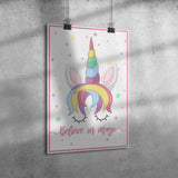 12" x 18" Believe in Magic Unicorn Poster Print