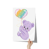 12" x 18" Purple Teddy Bear with Balloon Nursery Print Poster