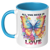 ALL YOU NEED IS LOVE 11oz COFFEE MUG, Plain White or Color Accent