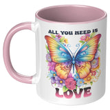 ALL YOU NEED IS LOVE 11oz COFFEE MUG, Plain White or Color Accent