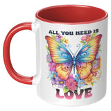 ALL YOU NEED IS LOVE 11oz COFFEE MUG, Plain White or Color Accent