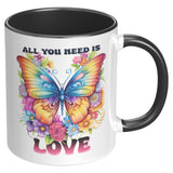 ALL YOU NEED IS LOVE 11oz COFFEE MUG, Plain White or Color Accent