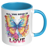 ALL YOU NEED IS LOVE 11oz COFFEE MUG, Plain White or Color Accent
