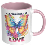ALL YOU NEED IS LOVE 11oz COFFEE MUG, Plain White or Color Accent