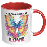 ALL YOU NEED IS LOVE 11oz COFFEE MUG, Plain White or Color Accent