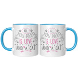 All You Need is Love and a Cat 11 oz White Coffee Mug