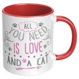 All You Need is Love and a Cat 11 oz White Coffee Mug