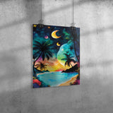 BEACH SUNSET Beautiful Watercolor Look 11x14 Poster Print, Matte or Glossy