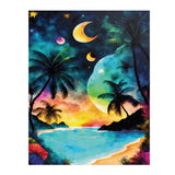 BEACH SUNSET Beautiful Watercolor Look 11x14 Poster Print, Matte or Glossy
