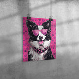 BORDER COLLIE wearing Sunglasses POP ART Look 11x14 PRINT POSTER