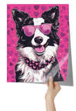 BORDER COLLIE wearing Sunglasses POP ART Look 11x14 PRINT POSTER