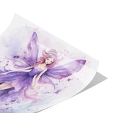 Beautiful Watercolor Look 12x12 PURPLE FAIRY Poster Print, Matte or Glossy