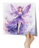 Beautiful Watercolor Look 12x12 PURPLE FAIRY Poster Print, Matte or Glossy