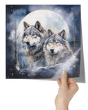 Beautiful Watercolor Look 12x12 WINTER WOLVES Poster Print, Matte or Glossy