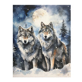 Beautiful Watercolor Look 16x20 WINTER WOLVES Poster Print, Matte or Glossy