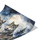 Beautiful Watercolor Look 16x20 WINTER WOLVES Poster Print, Matte or Glossy