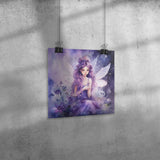 Beautiful Watercolor Look 12x12 PURPLE FAIRY Poster Print, Matte or Glossy