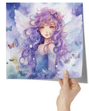 Beautiful Watercolor Look 12x12 PURPLE FAIRY Poster Print, Matte or Glossy