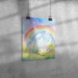 Beautiful Watercolor Look RAINBOW 11x14 Poster Print, Matte or Glossy