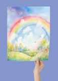 Beautiful Watercolor Look RAINBOW 11x14 Poster Print, Matte or Glossy
