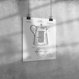 COFFEE PERCOLATOR 1910 Patent Reproduction Print 11x14, Coffee Shop Decor