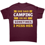Camping_or_MeI_Miss_Her_Unisex_T-Shir_Maroon_Front_Mockup.png