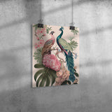 Chinoiserie Look PEACOCKS in Tree 11x14 PRINT POSTER