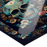 Chinoiserie Look SUGAR SKULL 11x14 PRINT POSTER, Teal
