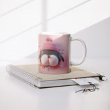 Cute PENGUIN Crashing Through Coffee Mug, 11oz Coffee Mug