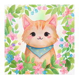 Cute Watercolor Style CAT Print 12" x 12" Matte or Glossy