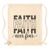 FAITH OVER FEAR Drawstring Canvas Backpack