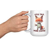 LESS TALK MORE COFFEE Fox in PJs 15oz COFFEE MUG