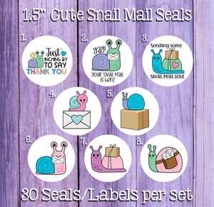 HAPPY SNAIL MAIL Stickers 1.5" Round Order Packaging Business Labels / Seals
