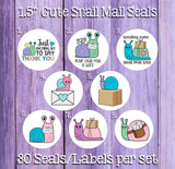 HAPPY SNAIL MAIL Stickers 1.5" Round Order Packaging Business Labels / Seals