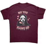No You Hang Up Ghost Mask Halloween Unisex T-Shirt, Retro Worn Look Design