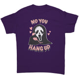 No You Hang Up Ghost Mask Halloween Unisex T-Shirt, Retro Worn Look Design