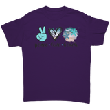 Peace_Love_Beach_Unisex_T-Shirt_Purple_Front_Mockup.png